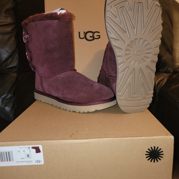 UGG Purple Suede Boots with Bow - Picture 2 of 5